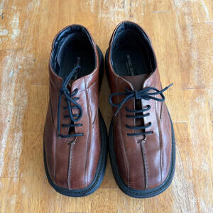 Michael Shannon Italy Men’s 10.5 Brown Leather Lace Up Comfort Casual Dress Shoe